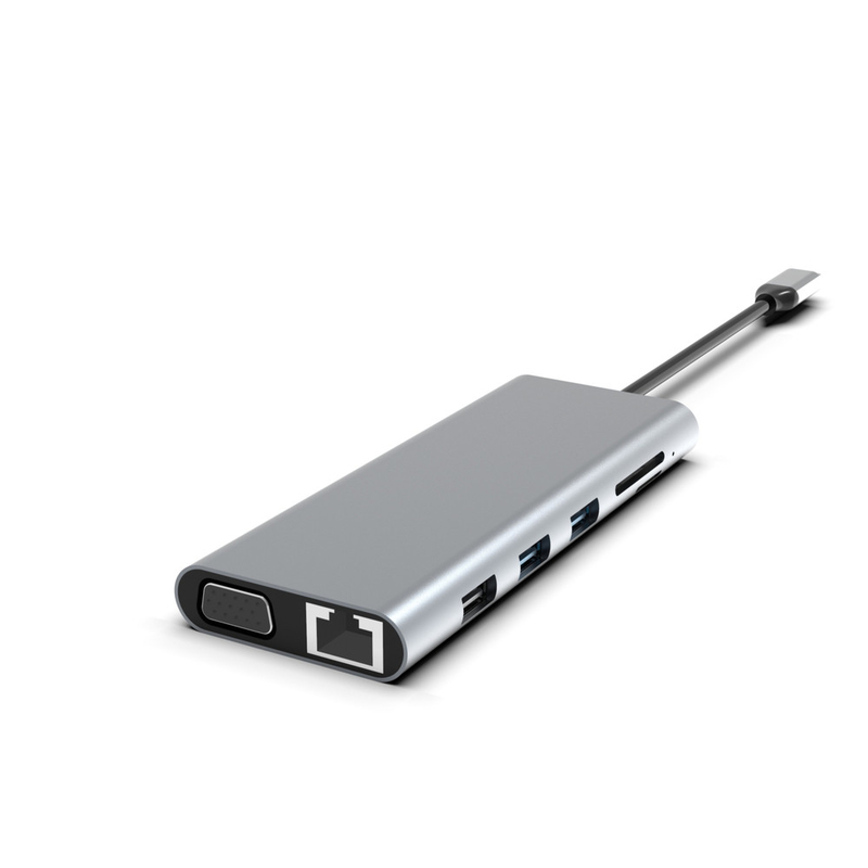 9 ใน 1 100W Usb C Hub 4k 60hz Hdmi Card Reader PD USB 3.0/2.0 Gigabit Ethernet USB C Dock