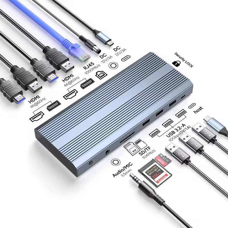 USB C Adapter 13 in 1 4K HDMI Hub Type C to HDMI 4K USB 3.0 2.0 PD เครื่องแปลงการชาร์จ