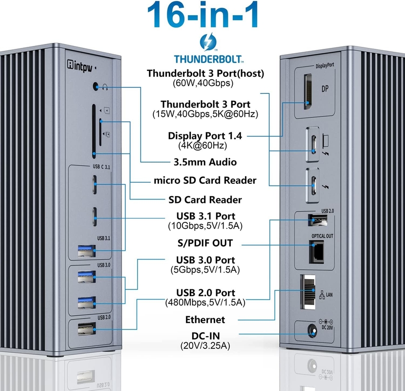 USB C Docking Station Thunderbolt 4 HDMI 8K 60Hz USB4 40Gbps 20 Multi Port ประเภท C PD Rj45 HUB USB C 3.2 Gen 2