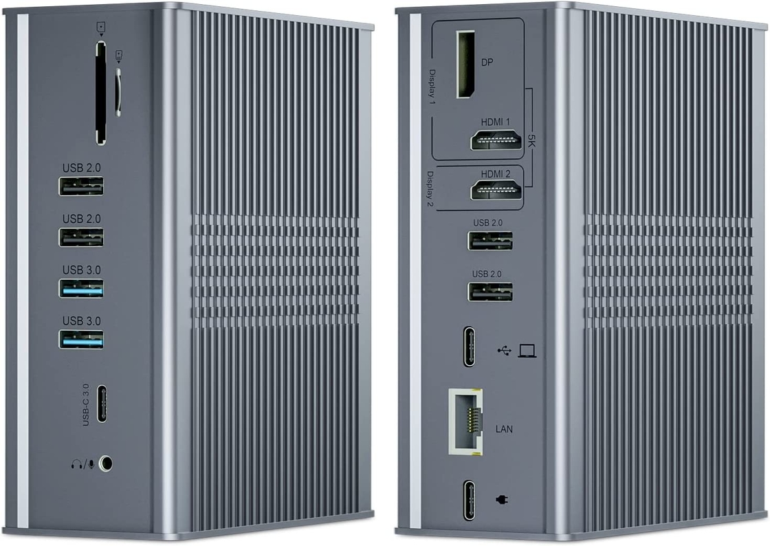 16 ท่าทาง Displaylink Usb C Hub Dual 4k 60hz 10Gbps สถานี docking USB Desktop