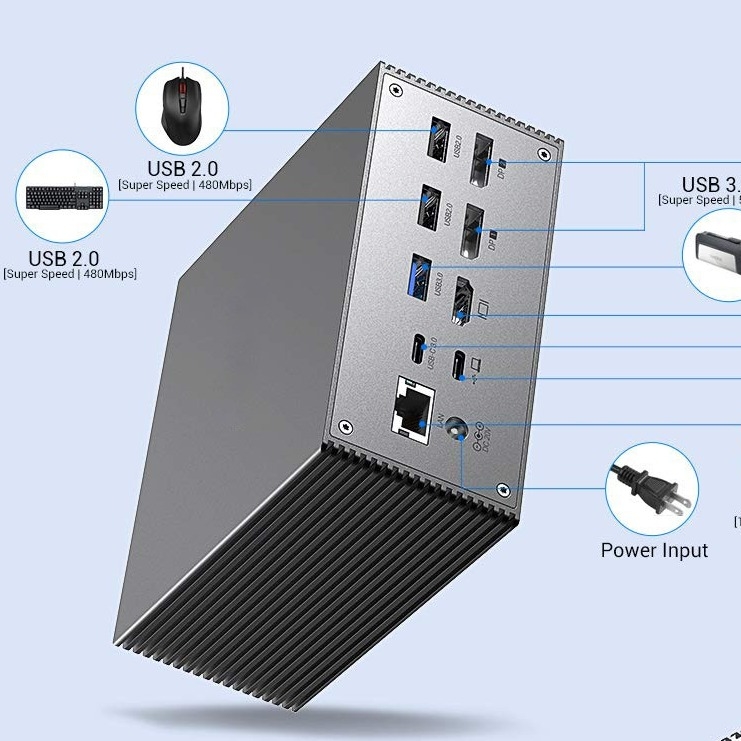 สถานี docking USB C พร้อมสมาชิกการระบายความร้อน 4K ความละเอียด HDMI Video Output Space