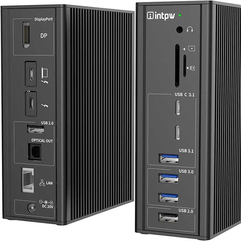 Thunderbolt 3 Adapter Hub Mac USB C Docking Station 10Gbps สเตเรีย คอมโบ แจ็ค พอร์ต