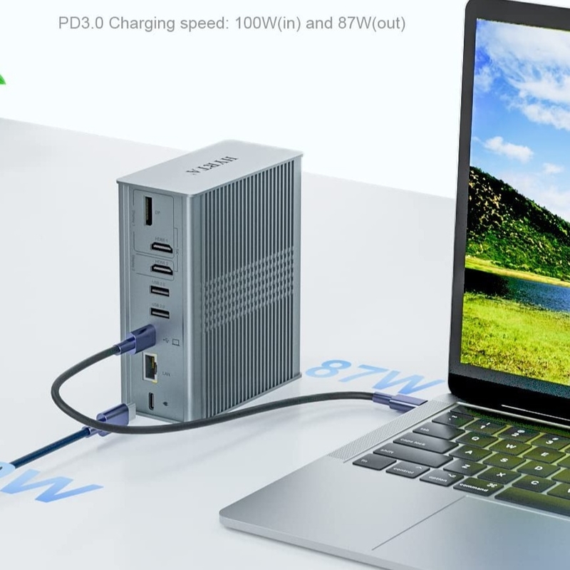 18 ใน 1 Thunderbolt USB C Docking Station Multi Usb Hub DisplayLink 4K HDMI