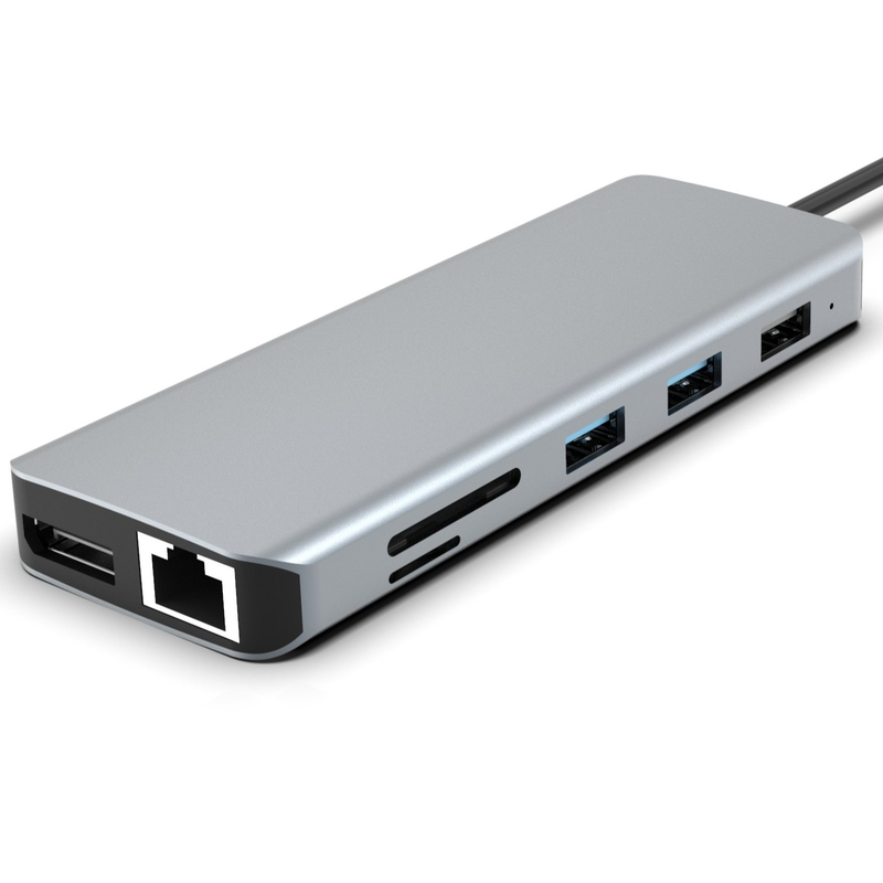 11-in-1 USB-C Hub สําหรับ MacBook Pro พร้อม 4K HDMI 100W PD USB 3.0 SD/TF Card Reader