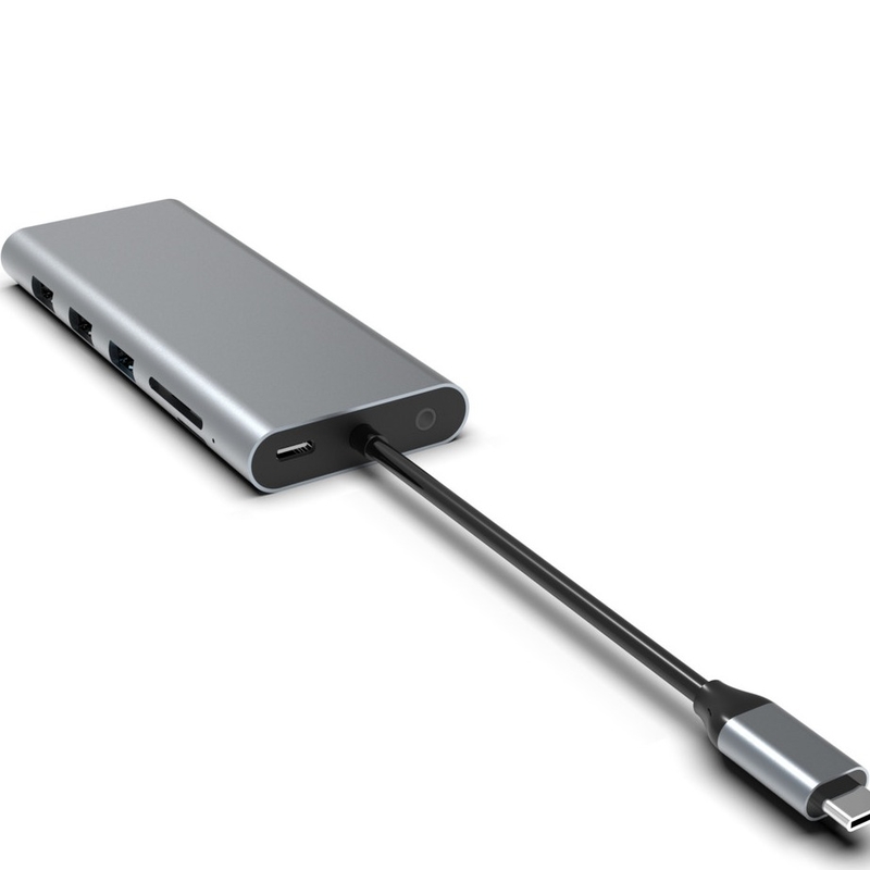 แบบ C USB Hub Ethernet Docking Station ขยายการเชื่อมต่อ Macbook สีเทาสําหรับสําหรับคอมพิวเตอร์