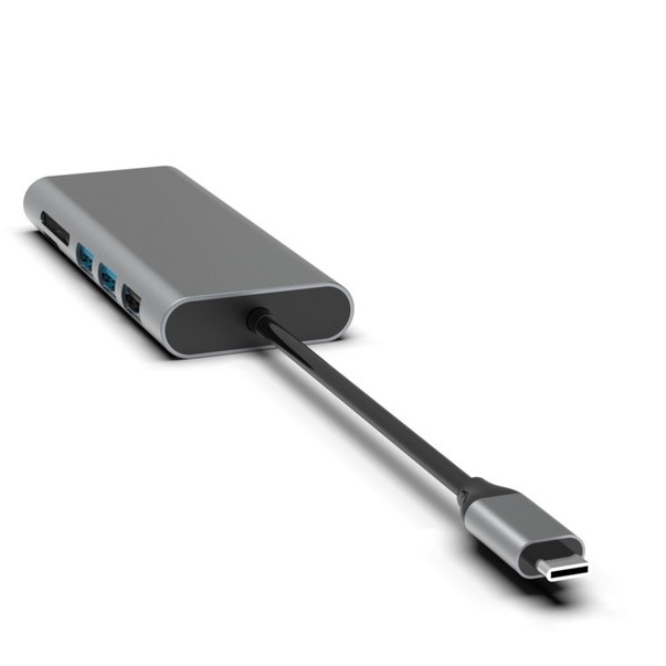 สีเงิน 10-in-1 USB-C Hub พร้อม HDMI USB 3.0 Ethernet 3.5mm Audio Jack สําหรับ PC และแลปท็อป