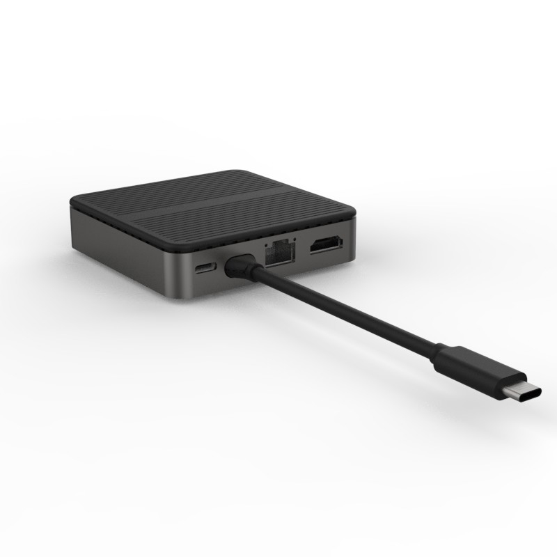 Type C Square 9 ใน 1 USB C HUB HD 4K Type C Docks RJ45 PD 100W 3xUSB 3.0 Docking Sta