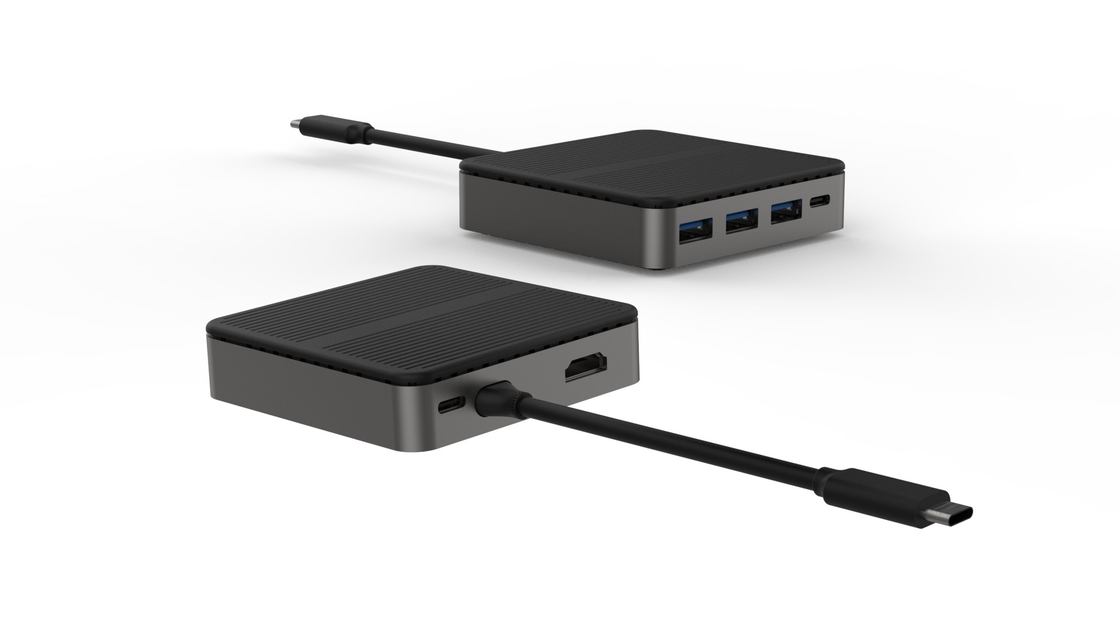 Square 6 In 1 Dual HD 4K Type C Docks พร้อม RJ45 PD 100W SD TF 3xUSB 3.0 Docking Hdmi Hub Usb C A