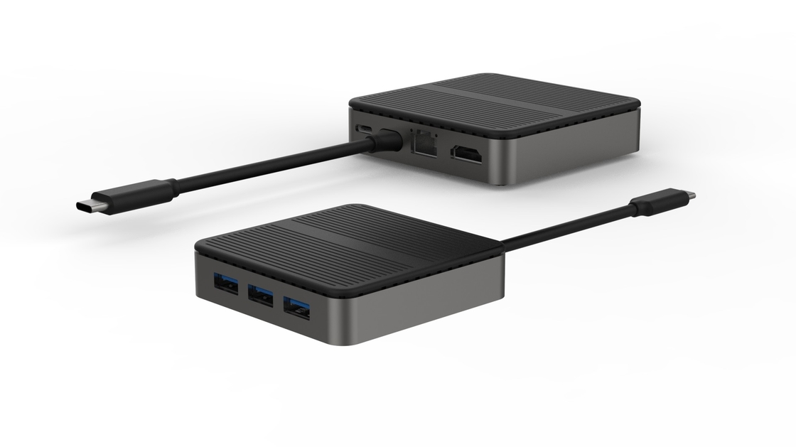 Type C Square 9 ใน 1 USB C HUB HD 4K Type C Docks RJ45 PD 100W 3xUSB 3.0 Docking Sta