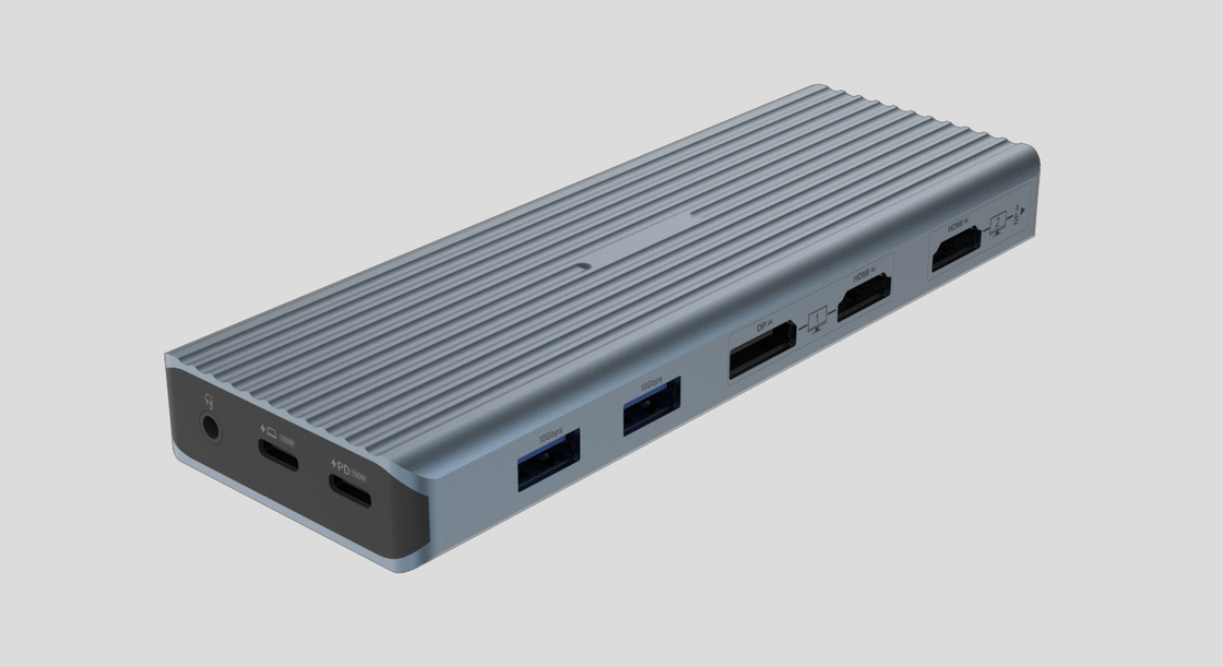 USB 3.1 ประเภท C ถึง 9 ท่าทาง USB3.0 ฮับด้วย Gigabit Ethernet RJ45 Lan Port Adapter สีเทา