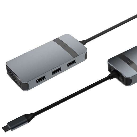 5 ใน 1 อลูมิเนียม USB แบบ C ฮับกับหลายท่า 5Gbps ความเร็วการถ่ายทอดข้อมูล 3.5mm แจ็คเสียง