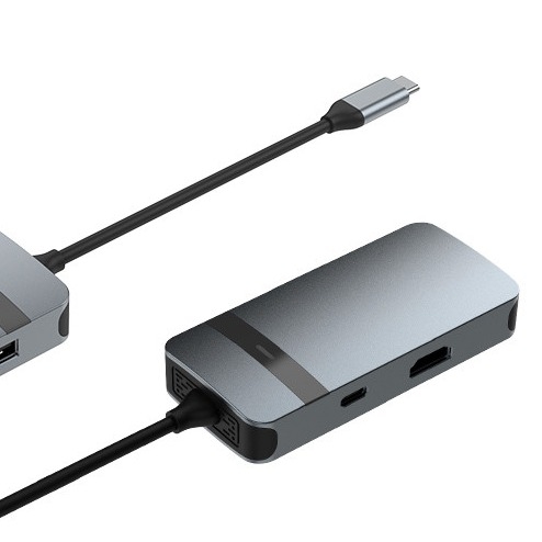 5 ใน 1 อลูมิเนียม USB แบบ C ฮับกับหลายท่า 5Gbps ความเร็วการถ่ายทอดข้อมูล 3.5mm แจ็คเสียง