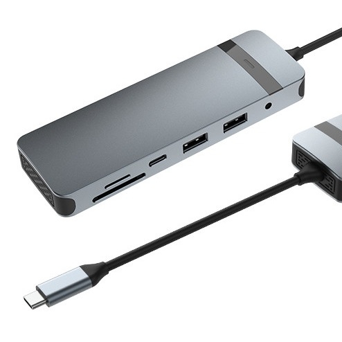9-in-1 USB-C Hub Docking Station พร้อม 4K HDMI 100W PD USB 3.0 Card Reader ออดิโอสําหรับ MacBook