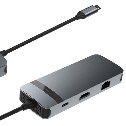 8 ใน 1 Docking Station USB C Hub Plug and Play กับ 4K HDMI RJ45 สําหรับคอมพิวเตอร์น็อปโต๊ปแมคบุ๊ค