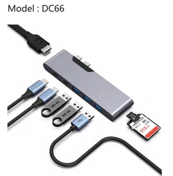 7-ใน-2 Usb C Multiport Hub HDMI Adapter USB 3.0 SD TF Card Reader สําหรับ MacBook Pro
