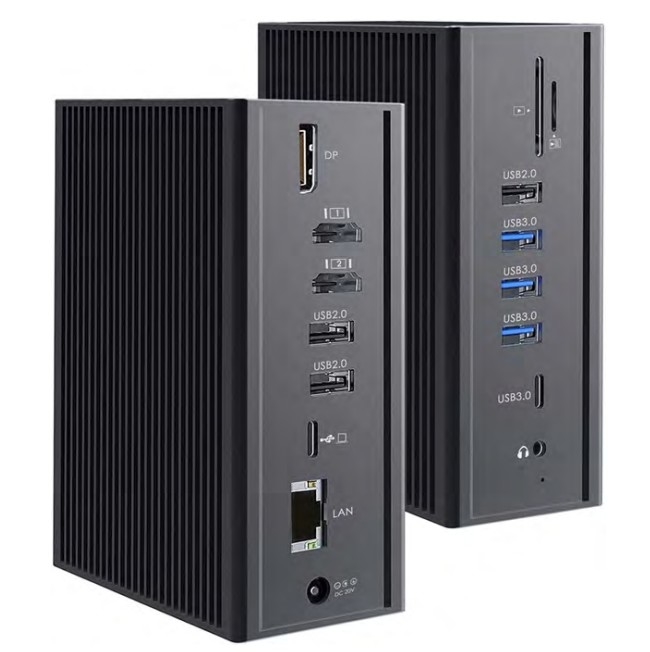 Thunderbolt 3 16 ใน 1 Type-C Dual HDMI USB C Docking Station วิดีโอ 4K
