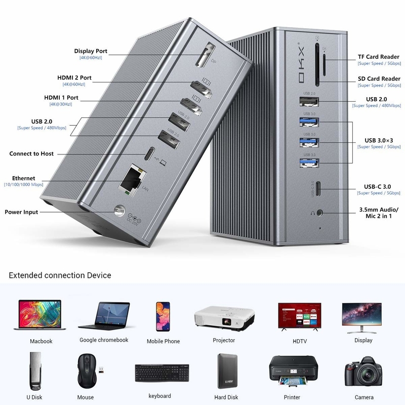 16 ใน 1 USB C Thunderbolt 3 Docking Station สําหรับ Macbook PC โน๊ปโตป