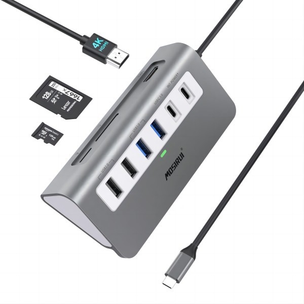 9 IN 1 USB C HUB Docking Station With USB 3.0 HDMI Card Reader สําหรับคอมพิวเตอร์คอมพิวเตอร์คอมพิวเตอร์