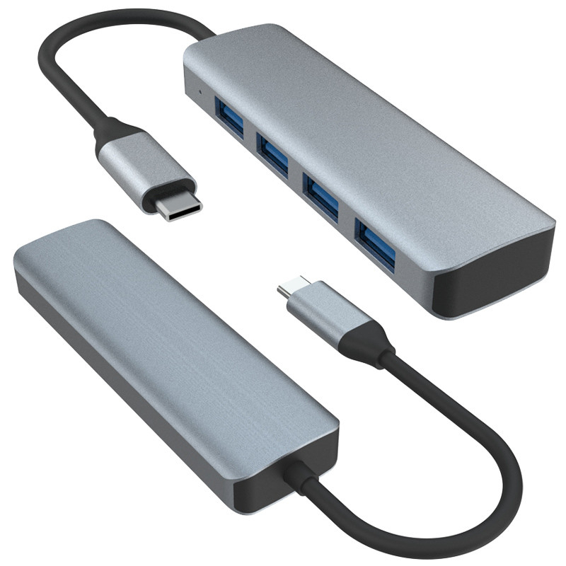 USB C ถึง 4 ท่า Port USB 3.0 Hub Expansion Dock USB Type-C ถึง 4 USB 3.0 HUB อัลลูมิเนียมสลัด 5G การส่ง