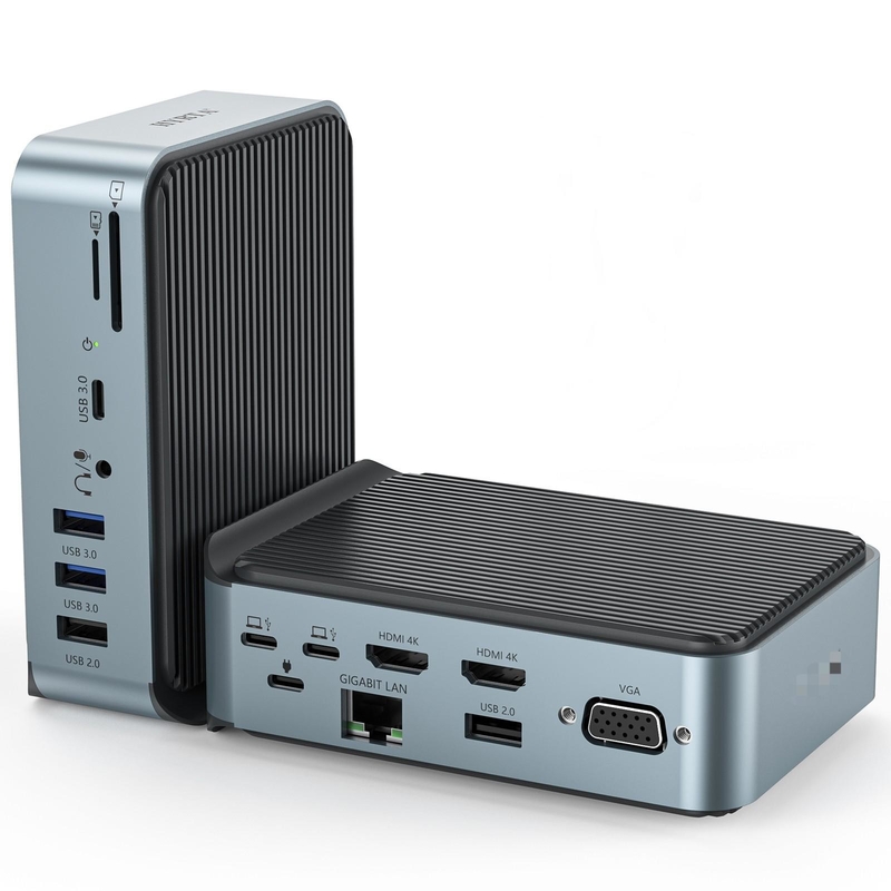 Gigabit Ethernet Usb Type C Docking Station Charging Hub With HDMI 4K ความละเอียด สําหรับ Macbook