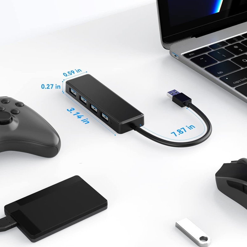 4 ท่าทาง USB A Splitter Ultra-Slim USB Expander เครื่องเชื่อม USB 3.0 สําหรับคีย์บอร์ดหนู