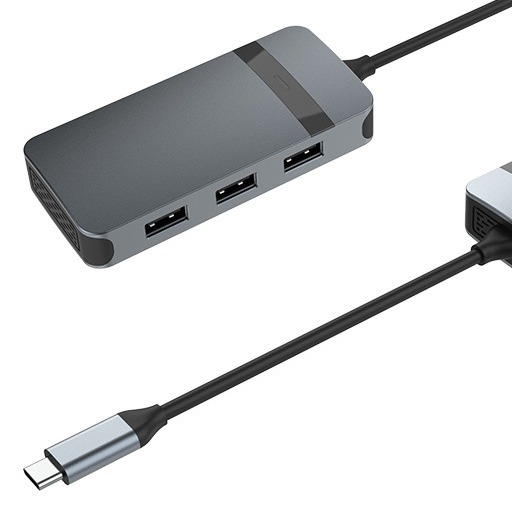 4 IN 1HDMI USB UP Usb C Adapter สําหรับพลังงานคอมพิวเตอร์ตัวนับถือ การเชื่อมต่อเสียงที่เพิ่มเติม