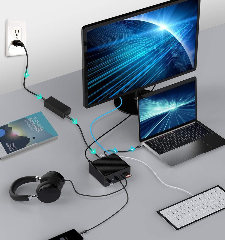 DisplayLink Docking Station สําหรับ Macbook Pro มอนิเตอร์คู่ M1/M2 Windows 15 ใน 1 USB C 3.0 โน๊ตพ็อต