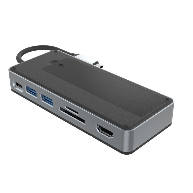 8-in-1 dual USB C Docking Station hub ติด M.2 NVMe/SATA SSD พร้อม diaplaylink และแฟนเย็น