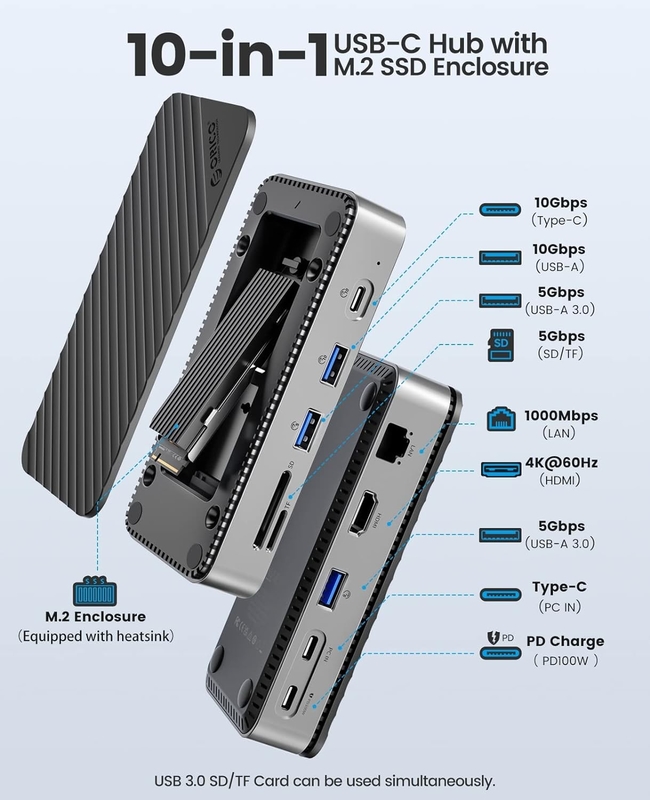 การชาร์จเร็ว 16 ใน 1 USB C Adapter สําหรับมือถือ โน๊ทบุ๊คคอมพิวเตอร์ 4K HDMI RJ45 PD