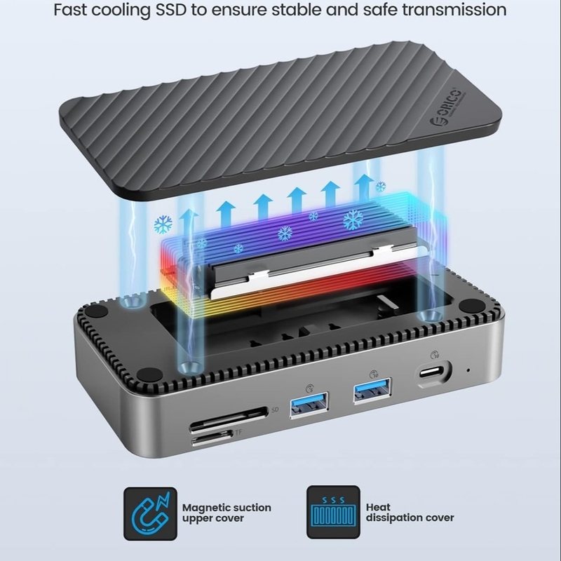USB C Displaylink Docking Station พร้อม 10Gbps USB 3.2 Gen2 M.2 NVMe/SATA SSD Reader