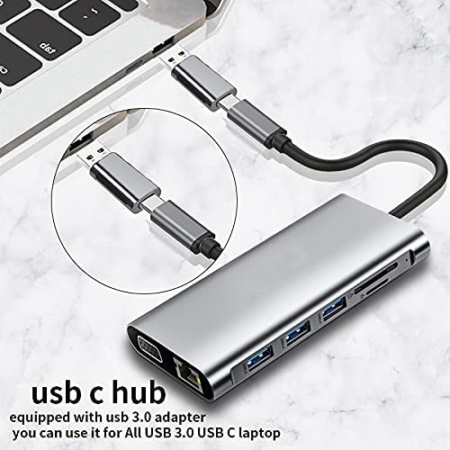 12 ใน 1 Dual Hdmi Usb C Hub USB C Docking Station Adapter VGA Ethernet 100W PD