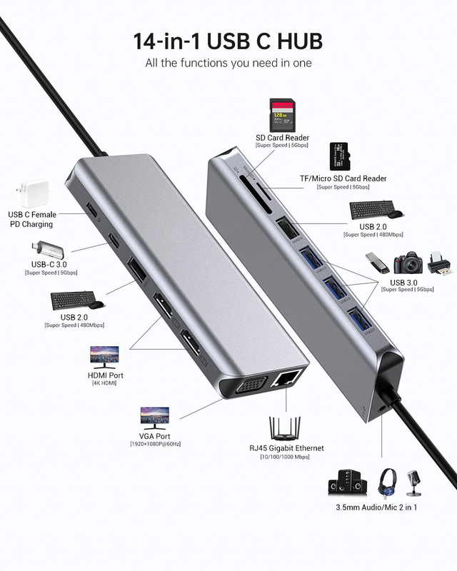 สายขยายฮับ USB 3.0 แบบ A เพศชายไปยังสายข้อมูลเพศหญิง พร้อมพลังงานฮับ USB C ยาวเกิน