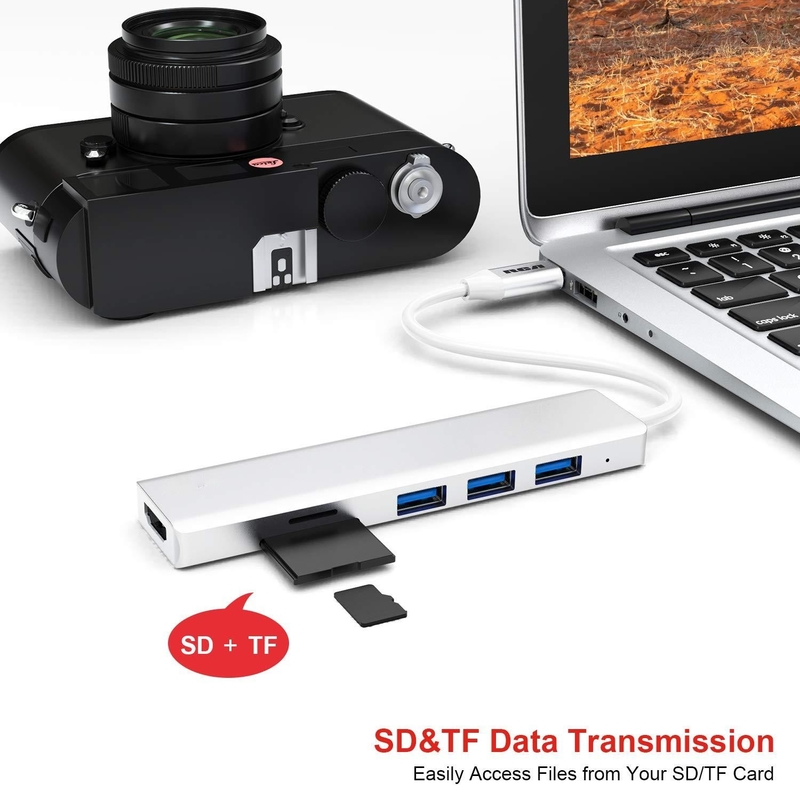 6 Port Usb-C Hub Splitter Usb-C Expander Portable Usb Adapter Multiport Data Hub เครื่องปรับเปลี่ยนข้อมูลหลายพอร์ต