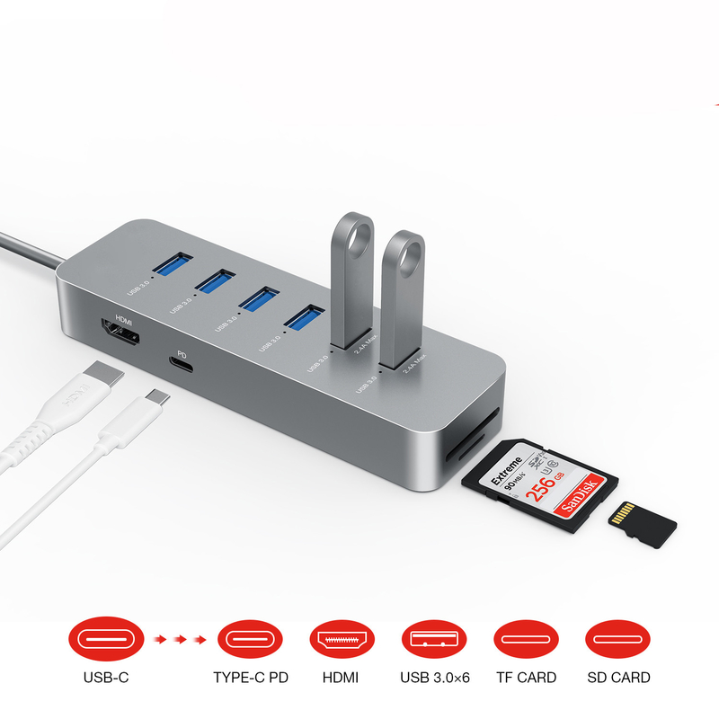 10GBPS Usb C Hub Usb 3.0 Splitter Usb A Expander พกพาหลายพอร์ตฮับข้อมูลสําหรับคอมพิวเตอร์แล็ปท็อป Imac Pro