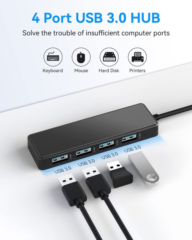 4 Port USB C Hub Adapter USB 3.0 Hub Ultra Slim พกพา Data Hub การโอนข้อมูลที่ใช้ได้