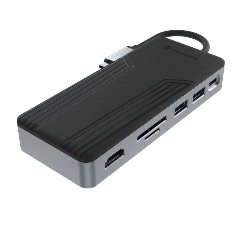 อลูมิเนียม USB C Hub 9 ใน 1 Type C Docking Station ด้วย SSD
