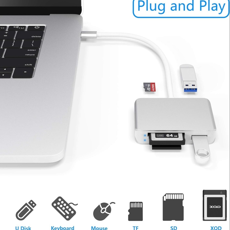 การ์ดอ่าน Usb 3.0 ความเร็วสูงไปยัง SD Micro SD Card Adapter การ์ดอ่านความจํา iPhone 15