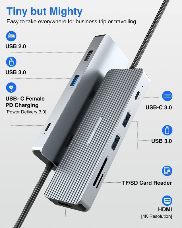 Usb-C Hub Docking Station Hdmi โอนตัวปรับจอสองตัวสําหรับสถานี dock โน๊ตพ็อต