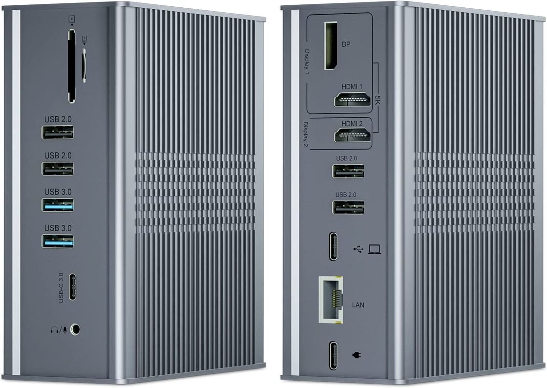 โน๊ตพ็อต USB C Docking Station Triple Monitor 16-In-1 USB C Dock พร้อม Displaylink