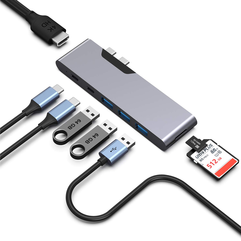 8 ใน 1 Dock Station Dual Usb C Power Adapter Hub การ์ดอ่าน Pro Pad Converter USB Hub สําหรับ Mac