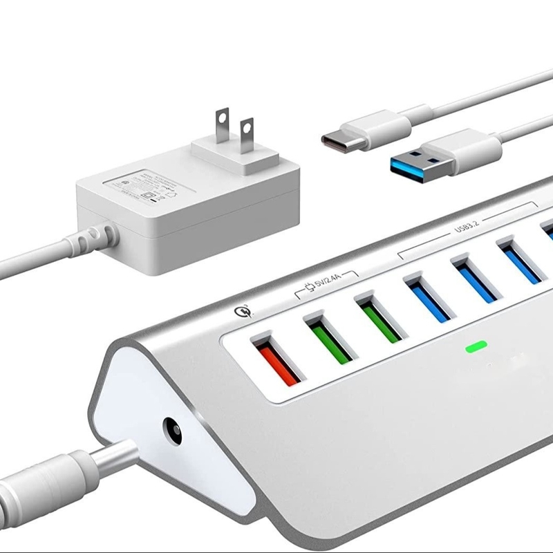 USB Type-C to Ethernet Adapter พร้อม 14 Port USB 1000 Mbit/s Gigabit RJ45 LAN Hub