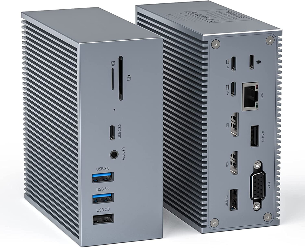 16 ใน 2 USB C Dual Monitor Thunderbolt Dock Triple Display 8 USB C / A Port เอเธิร์น