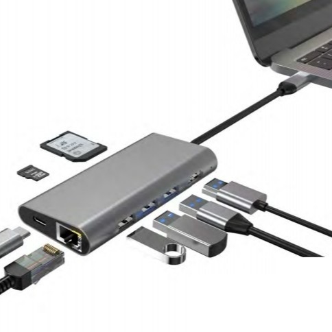 สถานี dock USB C สีเงินที่สะดวกสบาย พร้อม Displaylink IC และ USB 3.0 Port