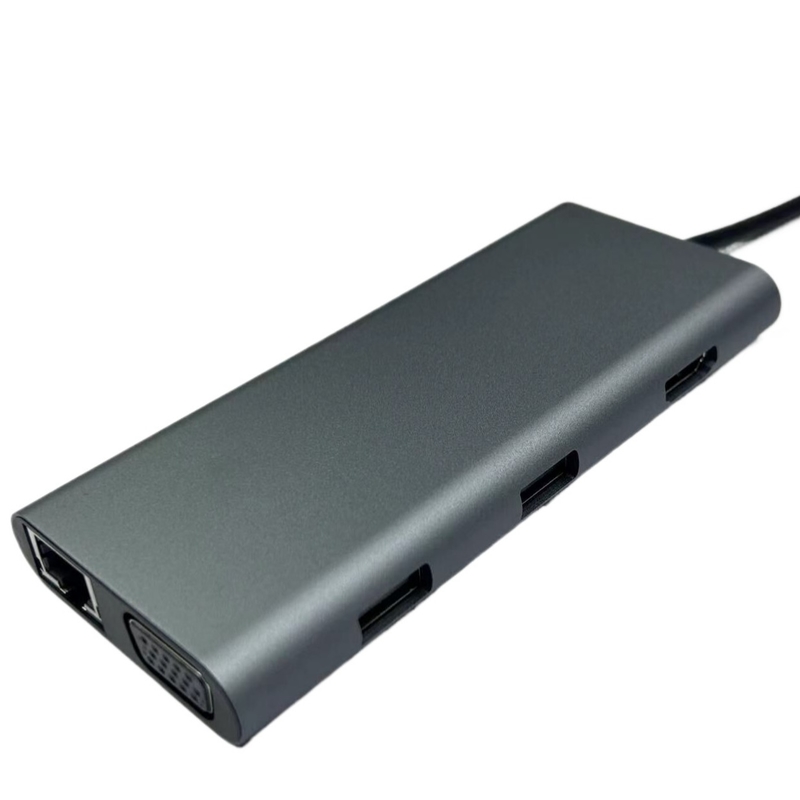 สถานี dock USB C สีเงินที่สะดวกสบาย พร้อม Displaylink IC และ USB 3.0 Port