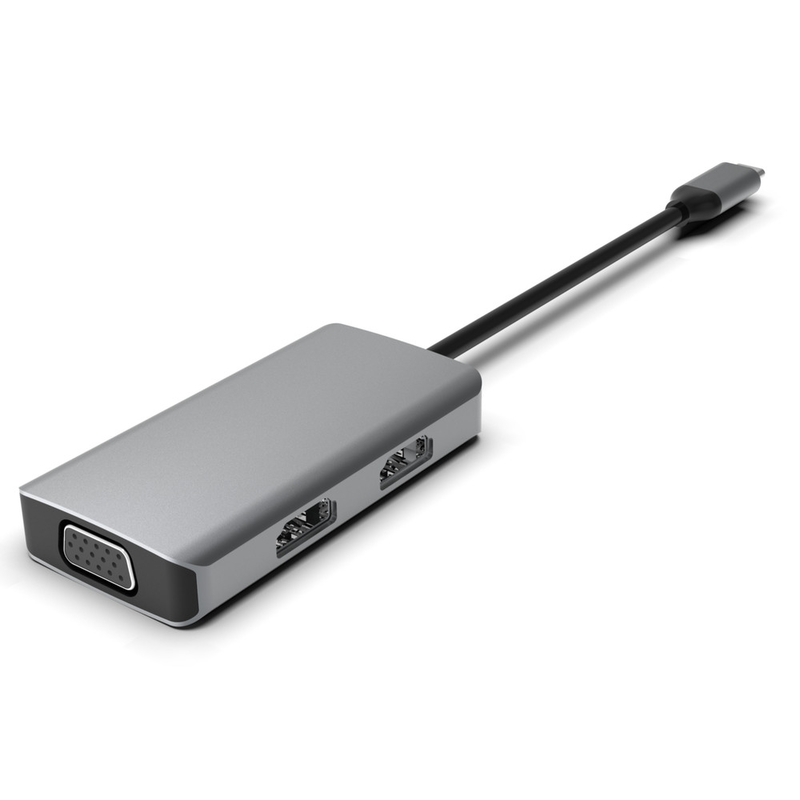 สถานี dock USB C สีเงินที่สะดวกสบาย พร้อม Displaylink IC และ USB 3.0 Port