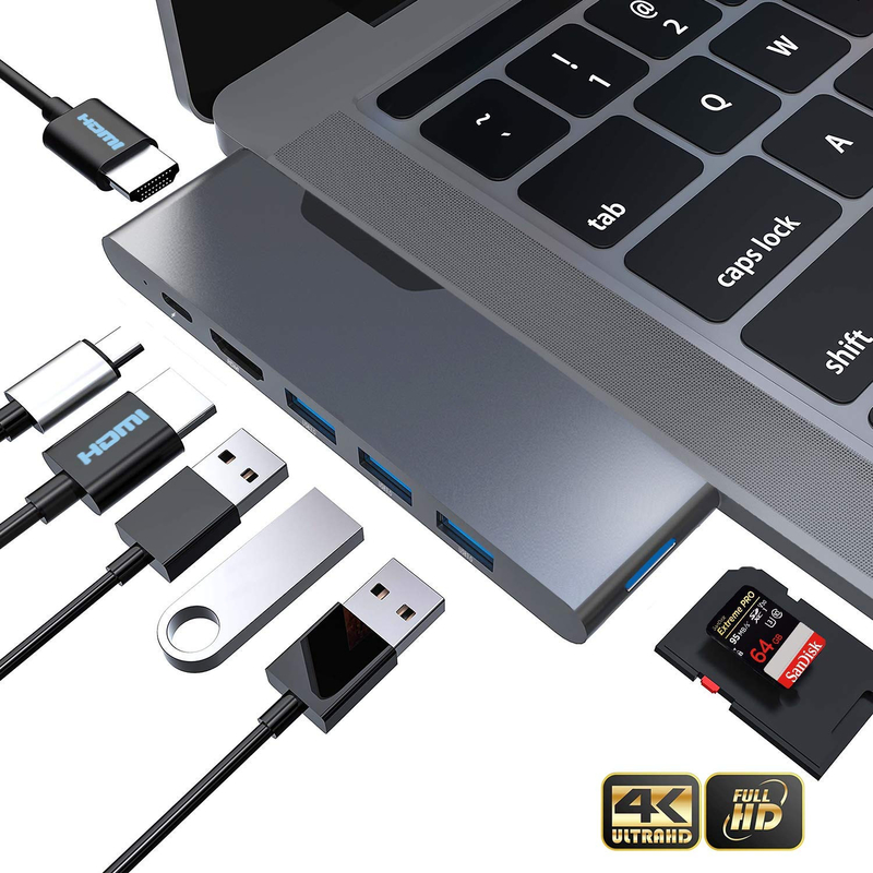แอดป์เตอร์ hdmi multiport 8 In 1 Dual Connector Usb Type C Hub สถานี docking Sd Tf Card Reader 4k วิดีโอ Usbc