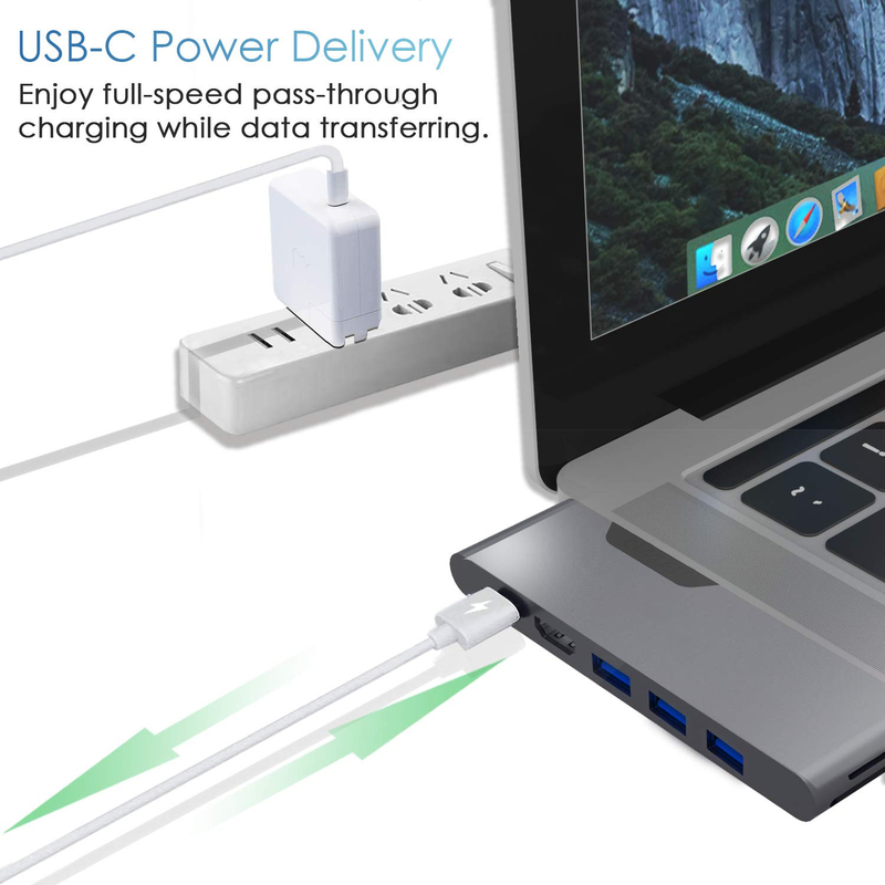 แอดป์เตอร์ hdmi multiport 8 In 1 Dual Connector Usb Type C Hub สถานี docking Sd Tf Card Reader 4k วิดีโอ Usbc