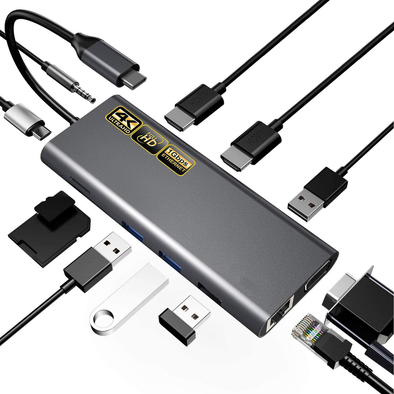 USB C Adapter 13 in 1 4K HDMI Hub Type C to HDMI 4K USB 3.0 2.0 PD เครื่องแปลงการชาร์จ