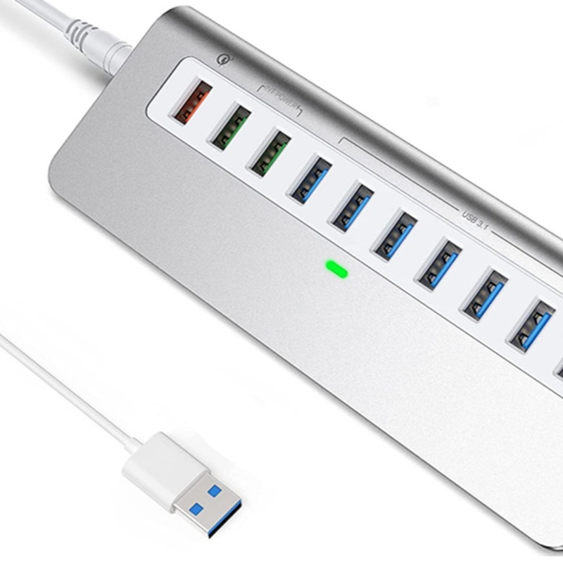 7-in-1 USB-A Hub กับ DC JACKI USB 3.0 Type A 10Gbps สําหรับคอมพิวเตอร์และ PC