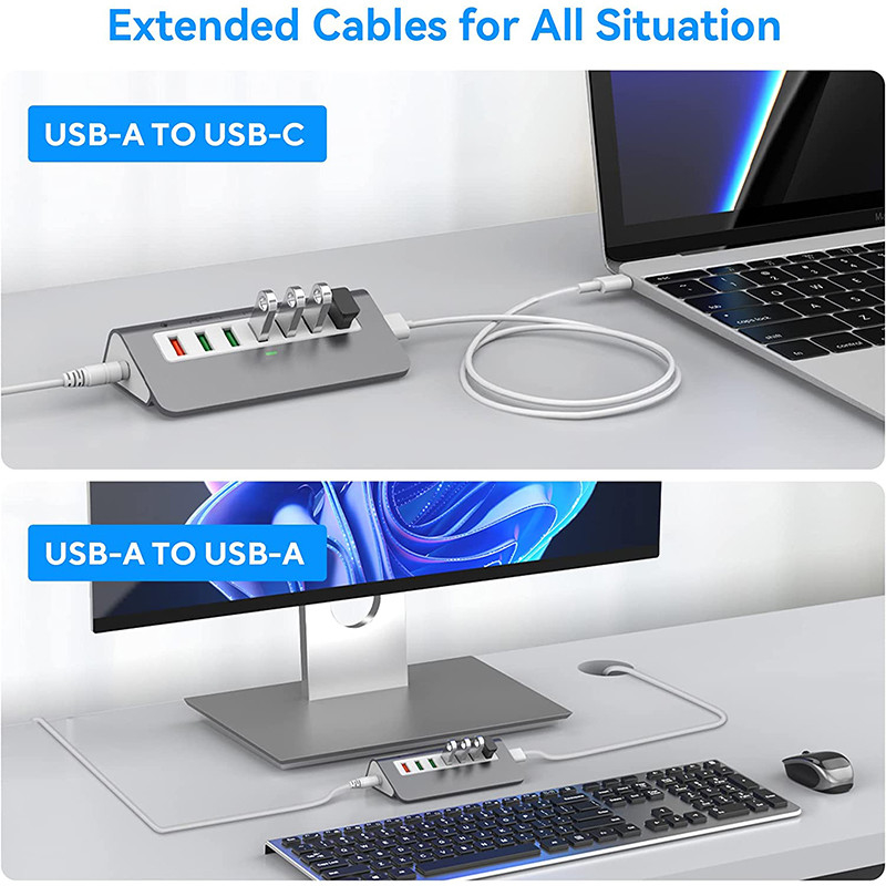 Usbc Usb A Multiport Adapter AUSB Hub 7-1 5Gbps 8 ใน 1 Type-C Hub USB2.0-3.0 โน๊ตพ็อต แมค บุ๊ค